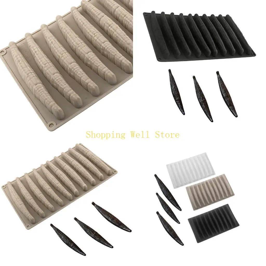 

KX4B Nonstick Silicone Cake Chocolate Mold 10 Cavities Vanilla Pods Mould Perfect For Baking Parties And Classes