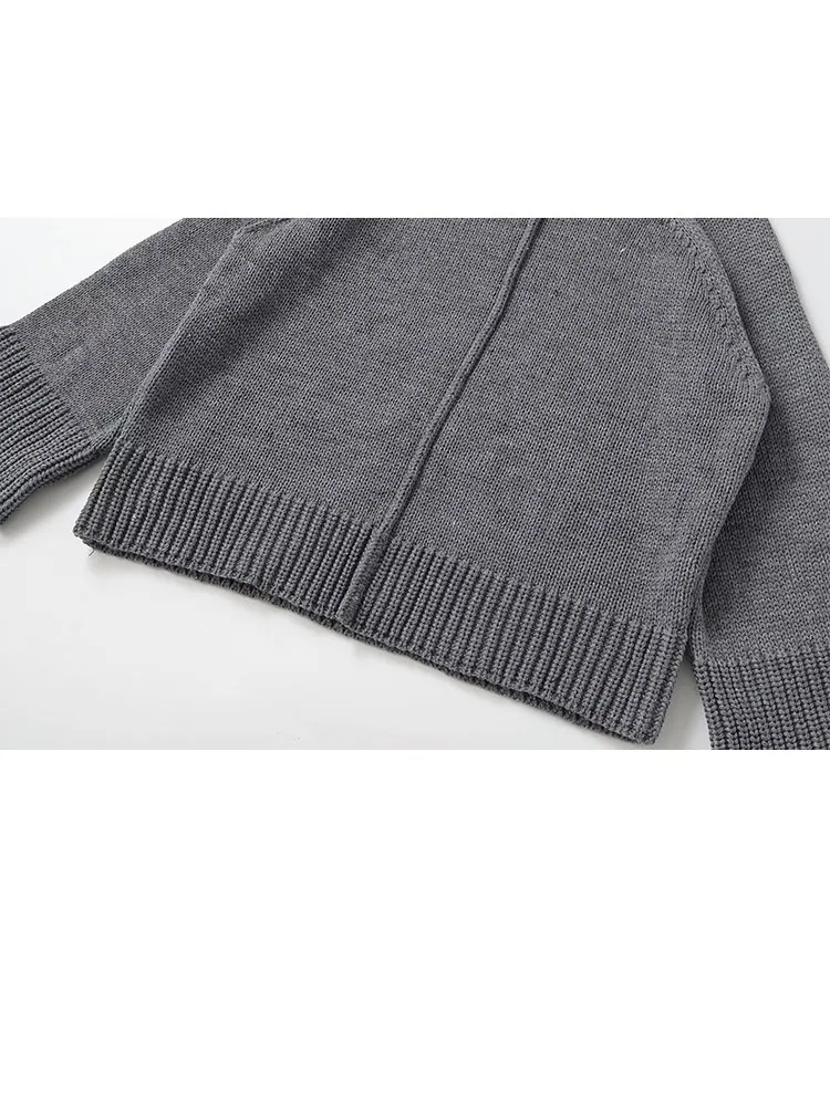 HH Women Fashion Long Sleeves Stand Collar Solid Color Pullover Knitted Sweater Female Loose Comfort Street Style Winter Top