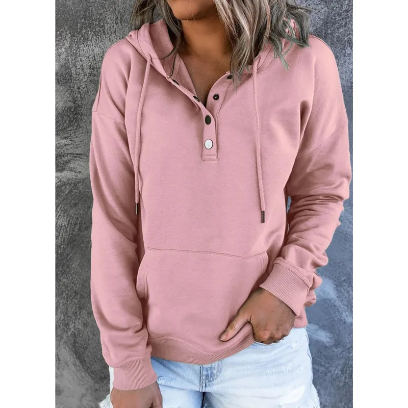 2024 Autumn/Winter New Women's Long Sleeve Loose with Drawstring Pocket Casual Hoodie