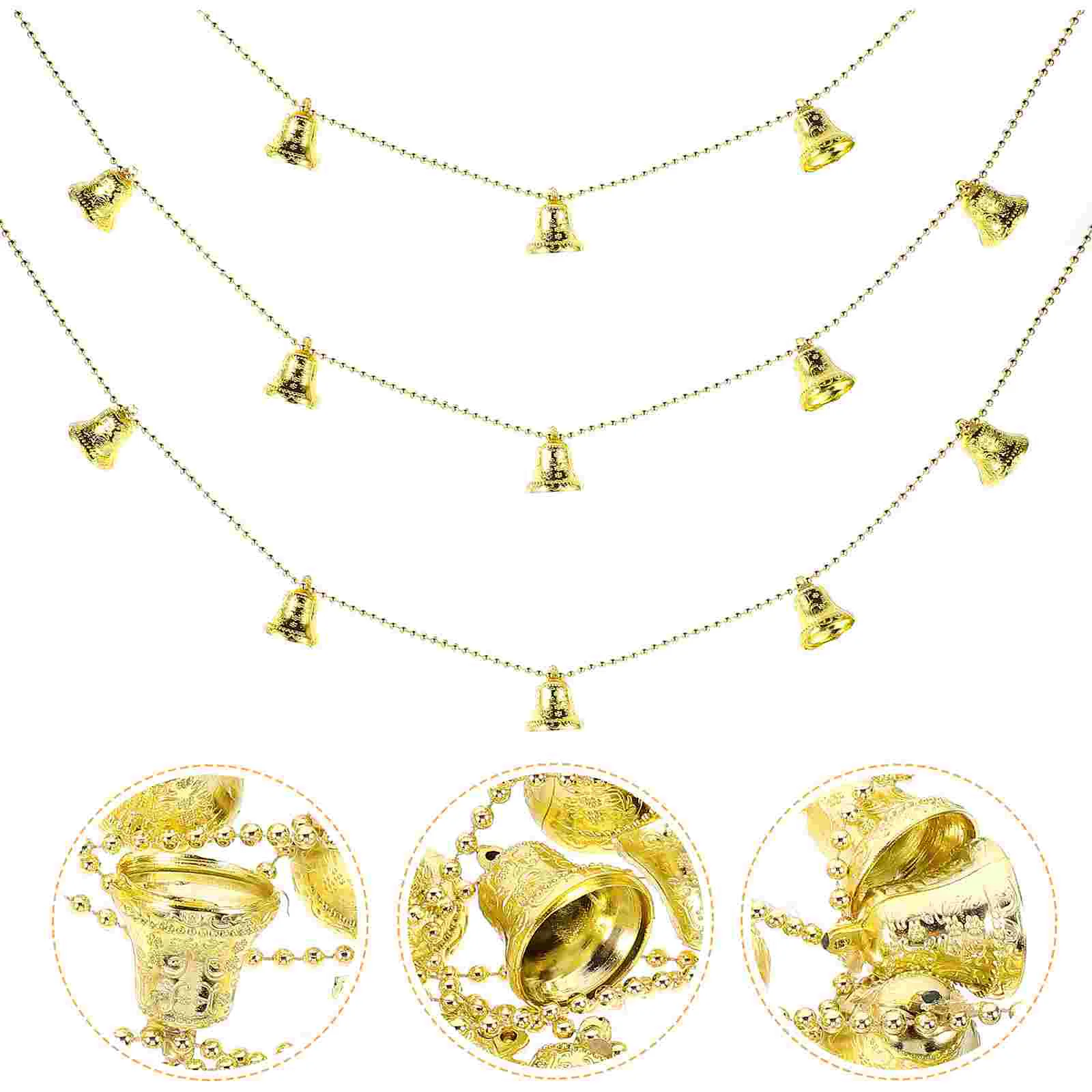 

3 Pcs Plastic Bell String Christmas Retro Wall Door Window Tree Hanging Festive Decoration Party Supplies