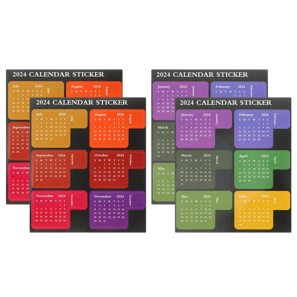 

2pcs 2 Sets 4 Sheets Colored Multifunctional Index Tabs Planner Office Daily Use Calendar Stickers Portable Paper