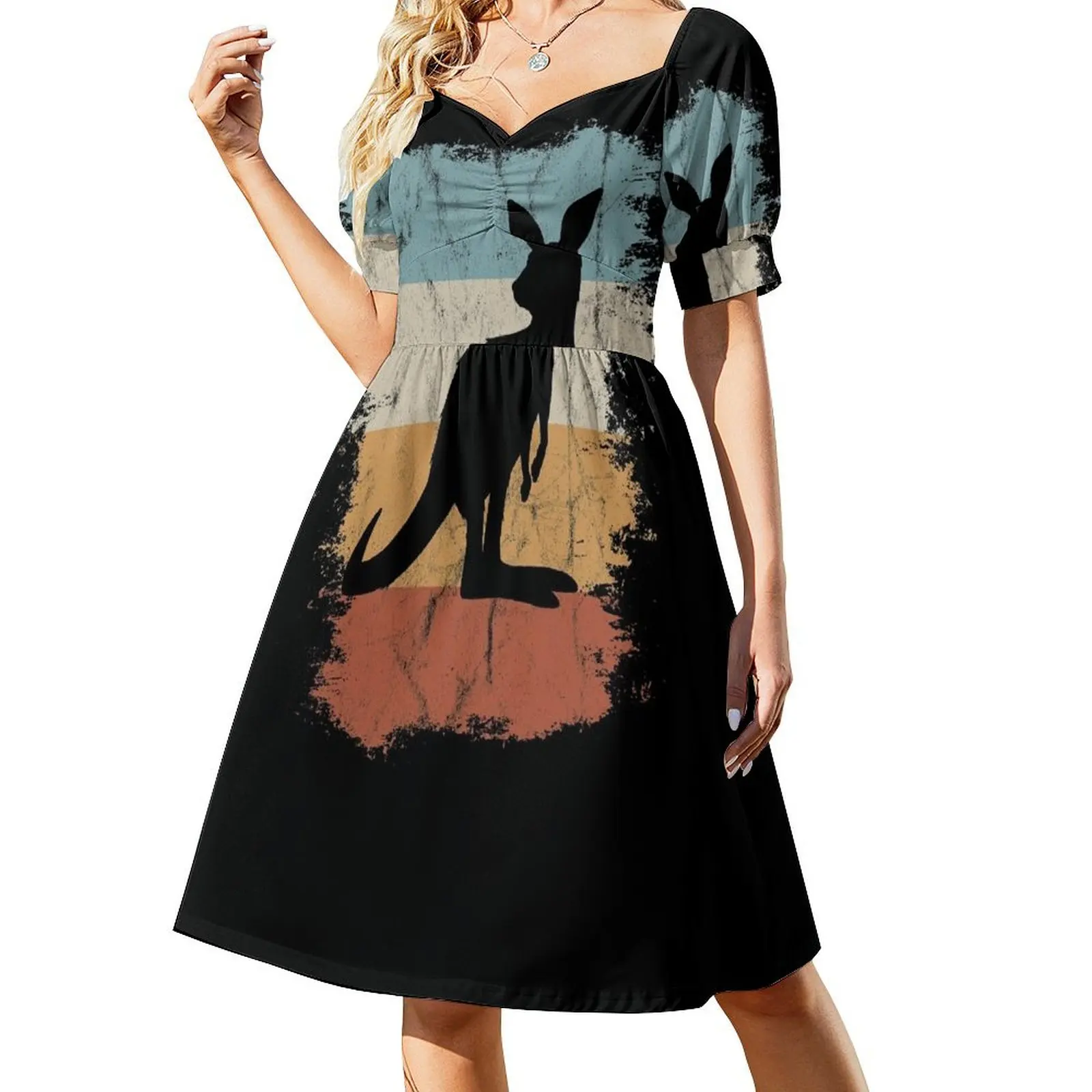 

Retro Kangaroo Silhouette Shirt Funky Vintage Marsupial Short Sleeved Dress Long dresses Dress