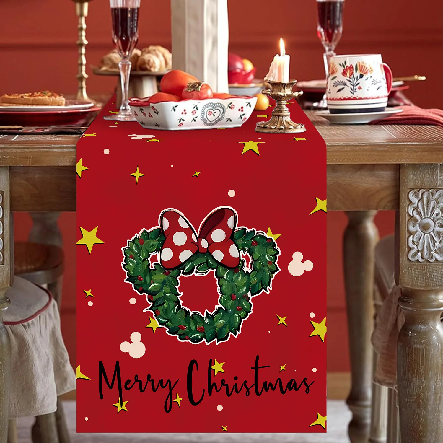 Christmas Mickey Mouse Garland Table Flag Red Table Flag Decoration Green Mickey Mouse Garland Christmas Home Party Decorations