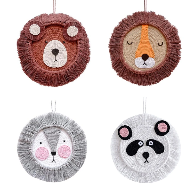 

Nordic Hand Woven Cartoon Animal Hanging Decoration Cotton Rope Weaving Animal for Head Ornament Children Room Drop shipping