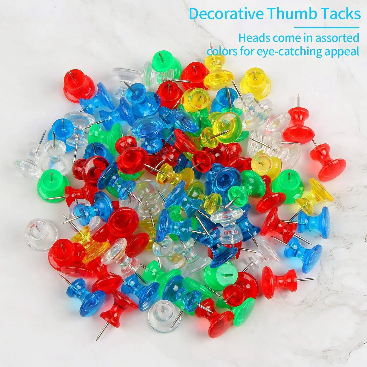 

AB08-Giant Push Pins 100-Pack Large Thumbtacks Used For Cork Board Bulletin Board With Plastic Case
