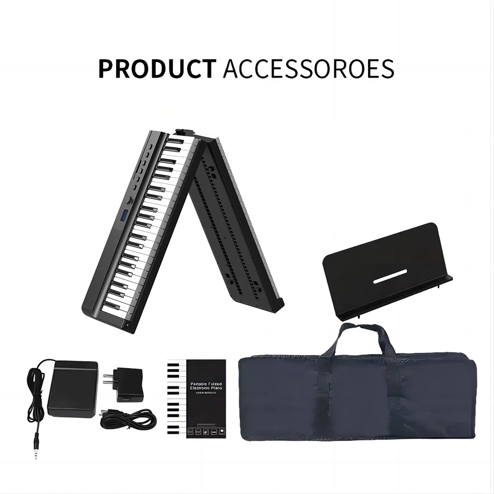 Hooqu 2024 بيانو كهربائي جديد قابل للطي ولوحة مفاتيح محمولة بيانو كهربائي رقمي