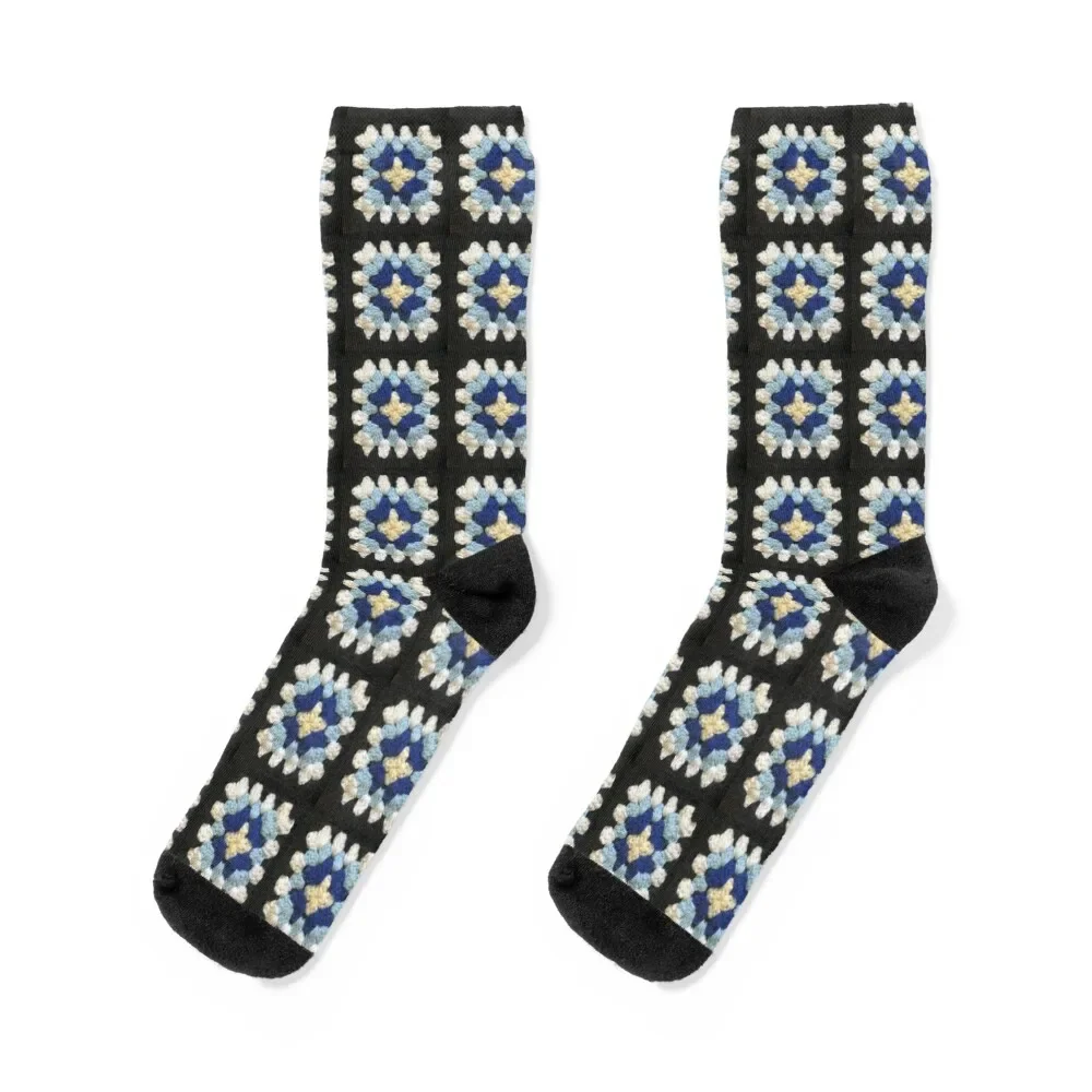 

Blues granny square Socks shoes heated hiking gym Socks For Women Men's