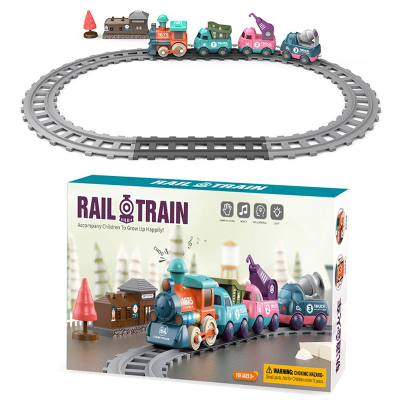 Electric Rail Train Toy for Youngster,Classic Track Train Car Christmas Toy for Boys Girls,Lights & Sounds Perfect Birthday Gift