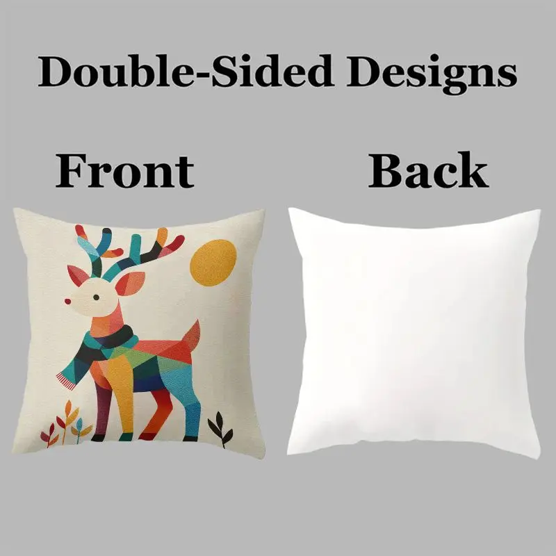 Whimsical Animal Nursery Pillowcase Set 4pcs Watercolor Prints Cute Safari Lion Deer Swan Bedding Covers 45x45cm Home Decor
