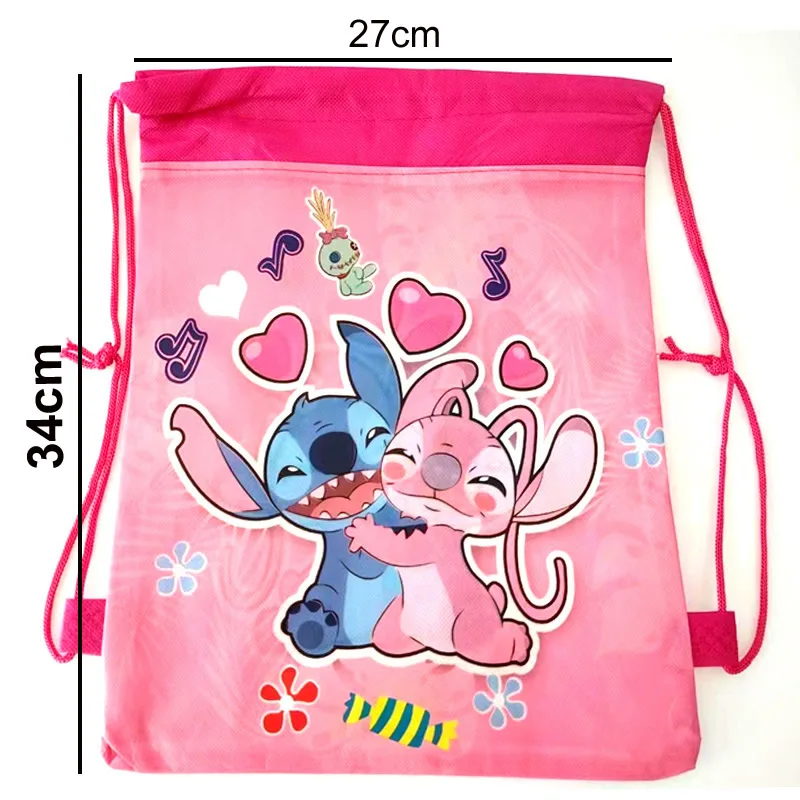 Stitch Anime Backpack Non-Woven Fabrics Drawstring Bag Disney Kid Birthday Party Decorate Backpack Shower Supplies Storage Bag