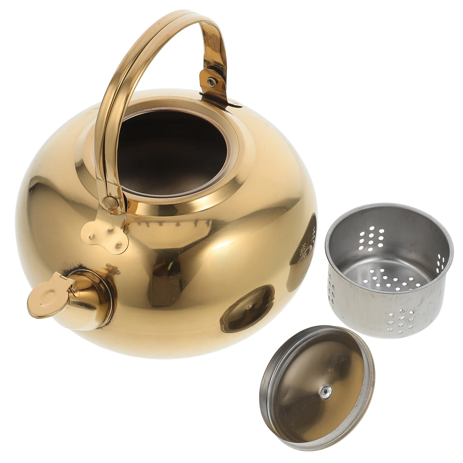 

1.8L Thick Stainless Steel Tea Pot Insulated Thermal Kettle Coffee Water Pot For Home Office Safe Golden