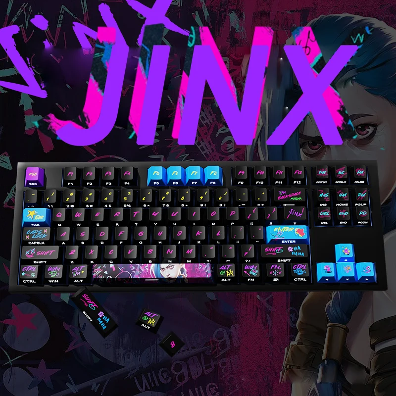 Copritasti per tastiera Jinx 125 tasti Cherry Pbt Sublimation Gaming Copritasti personalizzati personalizzati