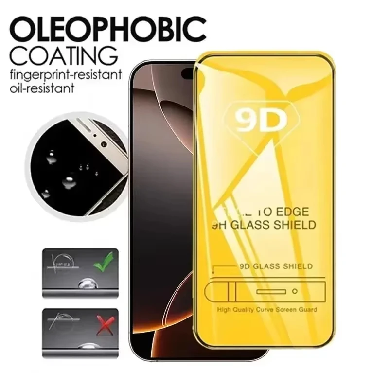 1-5 Piezas Vidrio Templado 9D Cobertura Completa para iPhone 17 16 15 11 12 13 14 18 Pro Max 16E Protector de Pantalla para iPhone 13 Mini XR XS Max 5
