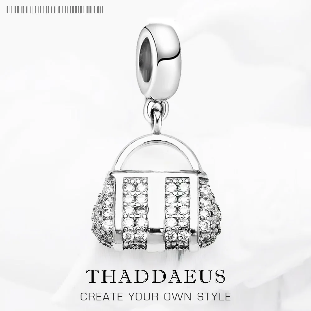 

White Stone Bag Pendant Dangle Charm For Women 925 Sterling Silver Trendy Brand New Gift
