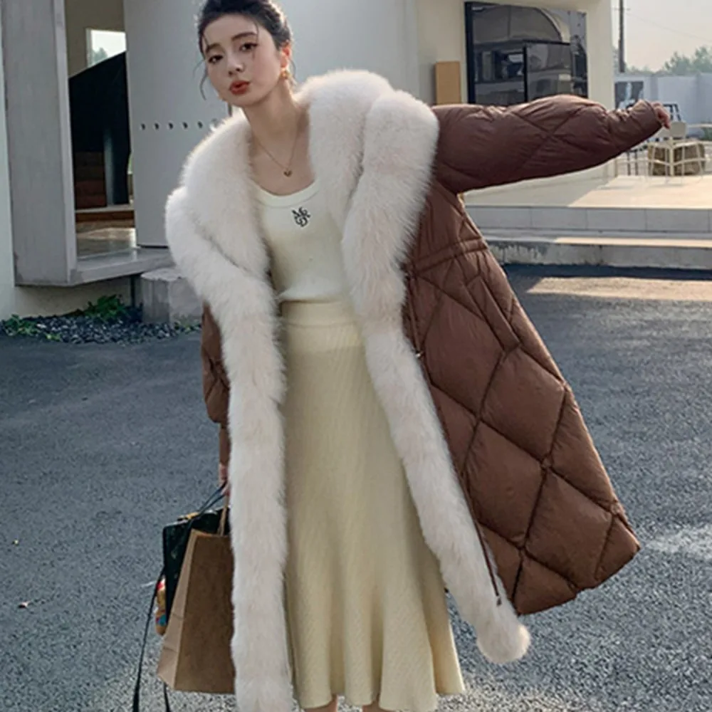 OFTBUY Long Goose Down Coat Women Warm 2024 New Winter Natural Real Fox Fur Collar Thick Fur Jacket Female Outwear Puffer Jacket