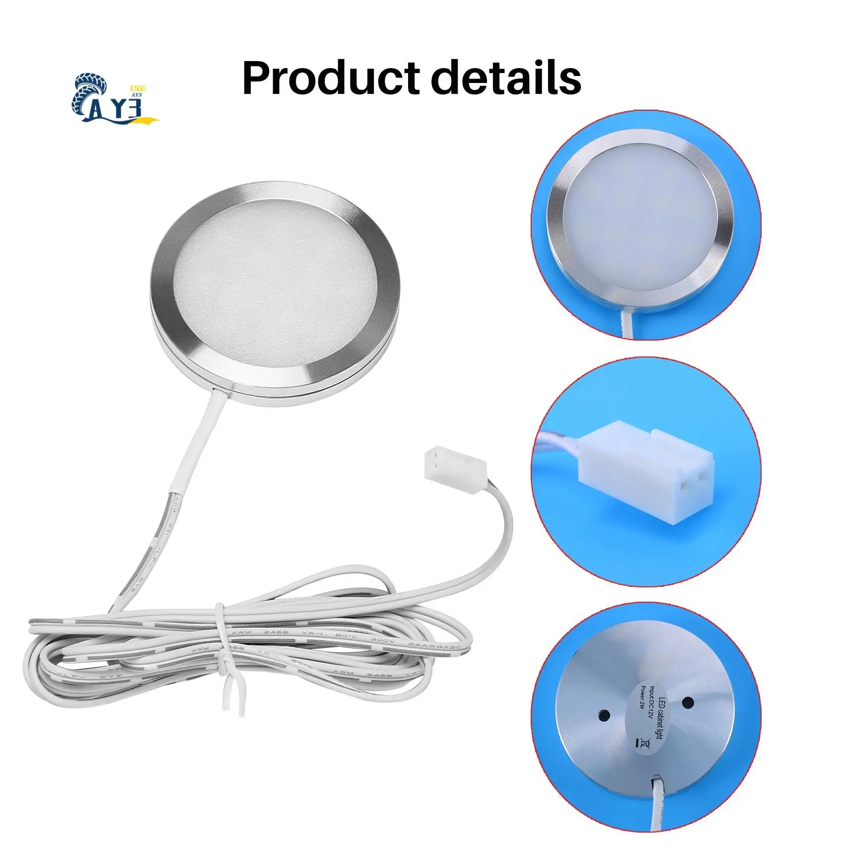 

AY03-6Pcs DC12V 2.5W LED Down Light Cabin Ceiling Lamp Caravan Camper Car RV Cool White Light 6000K
