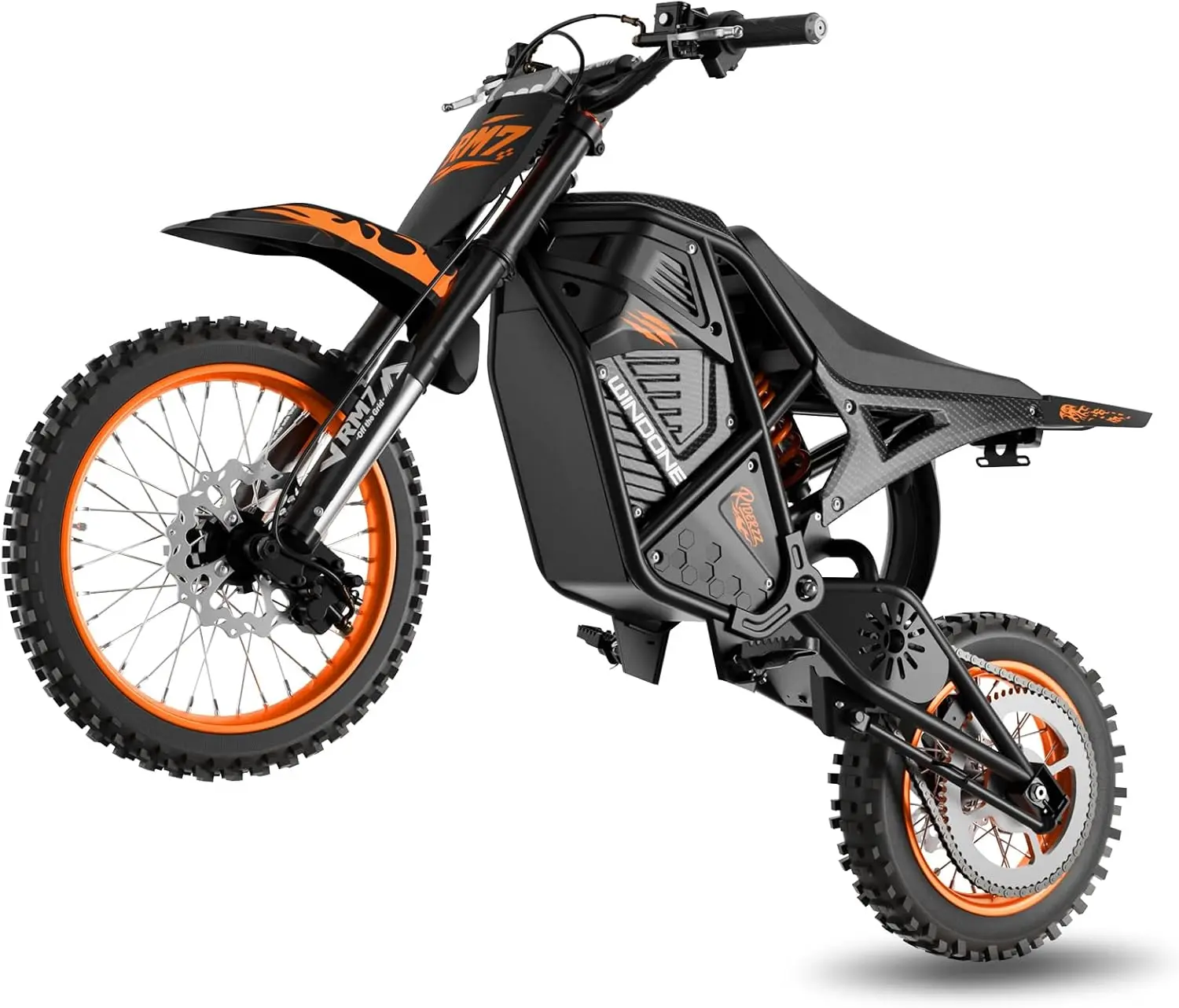

37MPH & 45-Mile Electric Motorcycle, 14"/12" Off-Road Tire E-Bike, Dual Hydraulic Brakes, Full Suspension, Fit Age 13+