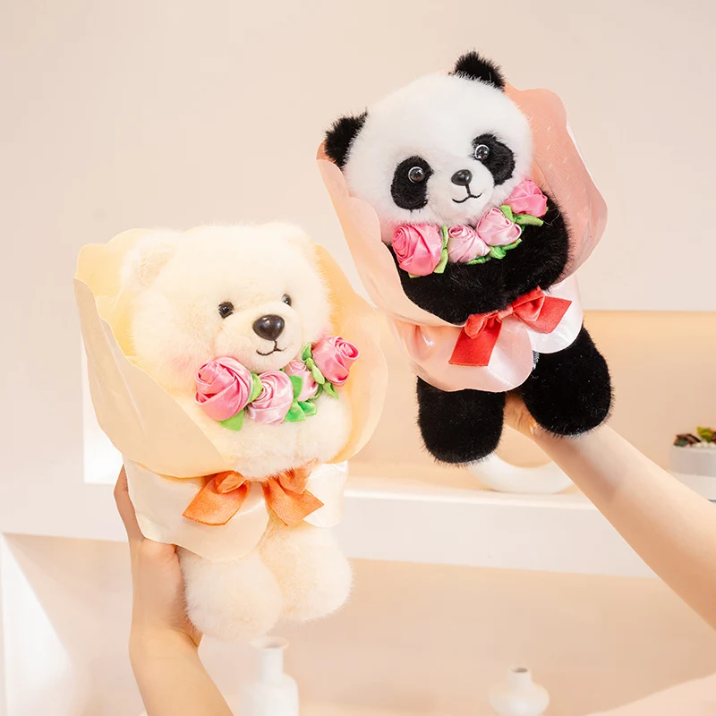 

Luxury Soft Flower-Holding Panda Premium Home Decor Gift for Valentine's Couch/Bed Pillow Office Decoration with Cozy Texture