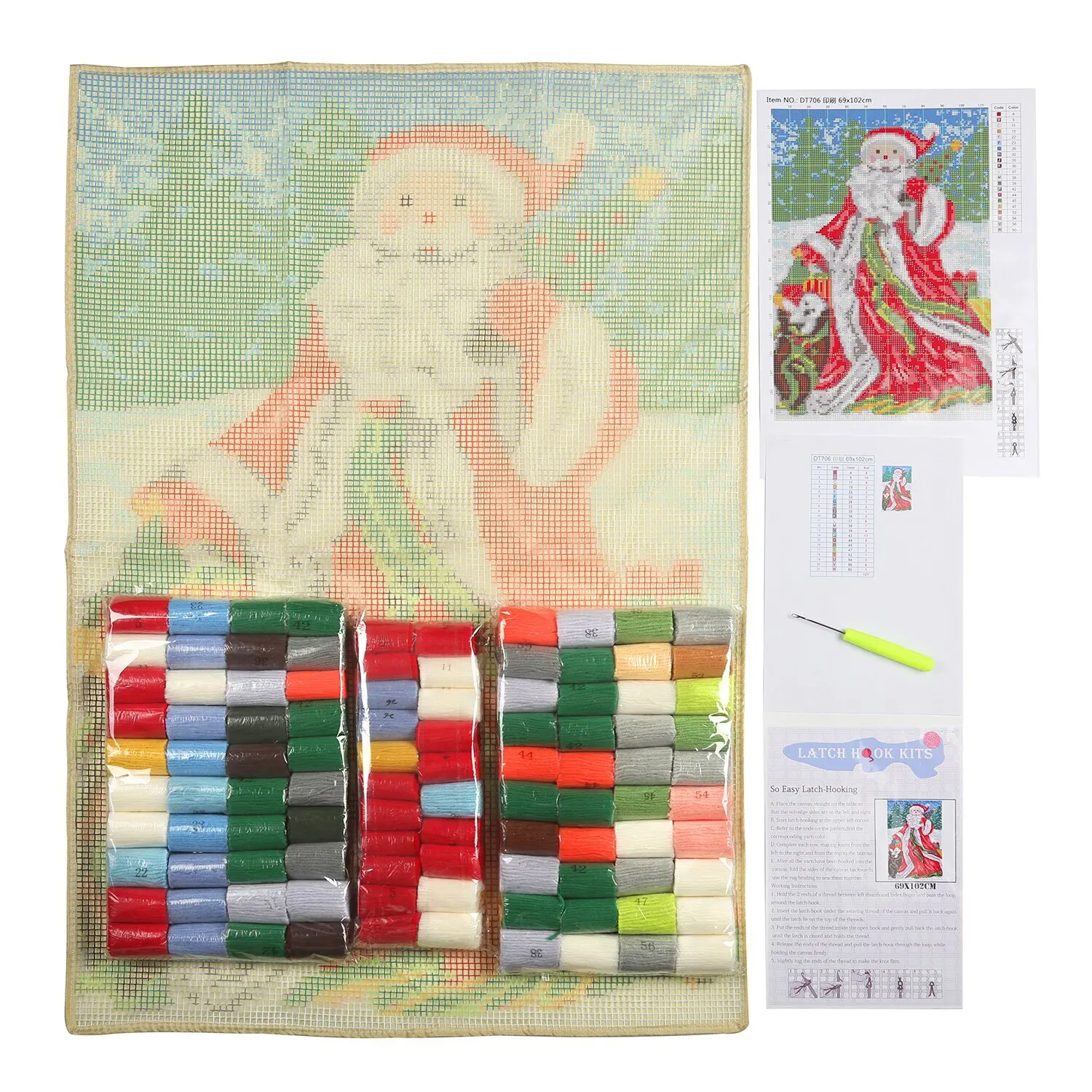 Christmas Santa Owl Latch Hook Rug Kits Smyrna Living Room Soft Area Rug DIY wool Latch Hook Kit Set Embroidery Carpet Tapestry view 6