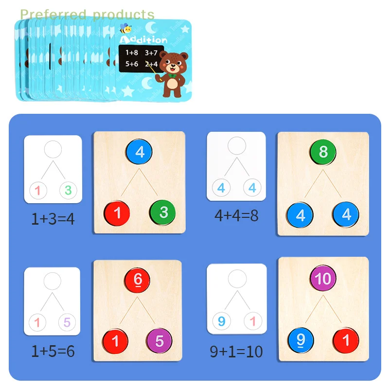 Kids Math Montessori Toy-Wooden Digital Arithmetic Decomposition Early Education Teaching Aids for Number Cognition And Counting