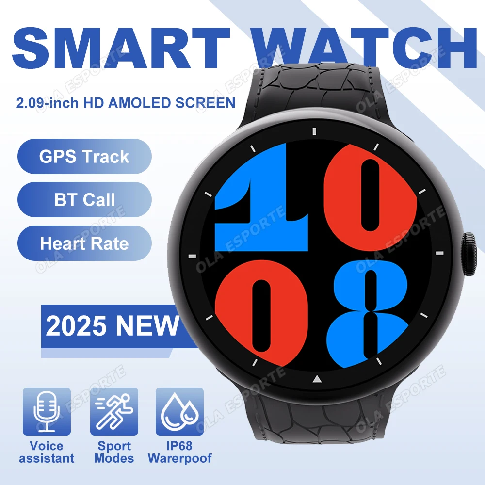 

For Men Women Smart Watch 2.09" AMOLED Screen Bluetooth Call Health Sleep Monitor Smartwatch Smart Notifications Message Preview