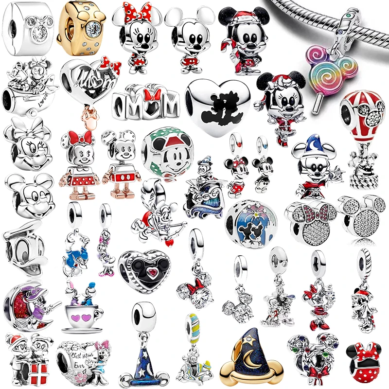 2025New Mickey y Minnie Charm Beads Dangle Fit Original pulsera de plata collar cuentas para joyería Diy regalo de mujer