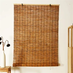 Roller Shading Blinds Reed Curtain Shutters Lifter Outdoor Shades Wooden Natural Blinds Window Curtain Kitchen Balcony Tea Room
