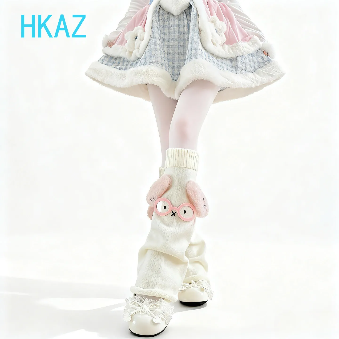 Original Cute Pink Knitted Wide-leg Leg Cover Sweet Girl Autumn and Winter New Warm Thin Horn Stacking Socks Leg Warmers