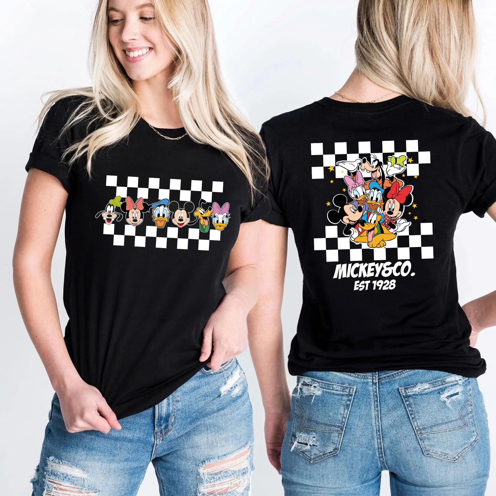 

Mickey Co Est 1928 Shirt for Women Short Sleeved Cotton Tees Disney Mickey and Friends Shirt Summer Tops Women's T-Shirt