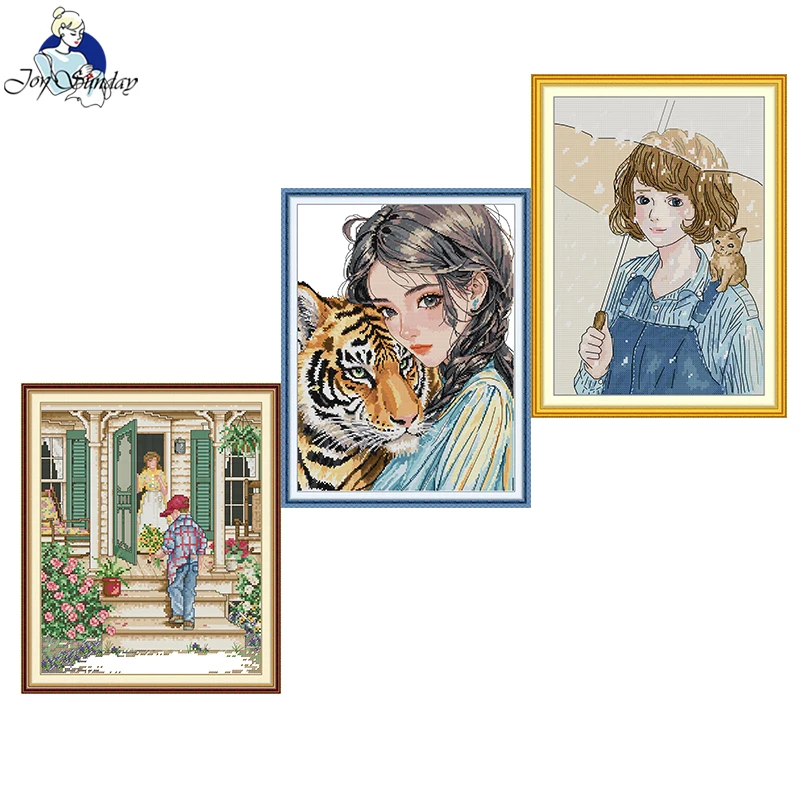 

Наборы для вышивки крестом Joy Sunday Beauty Girls Woman HD Pattern Aida 16CT 14CT 11CT DMC Нитки DIY Набор для ручной вышивки Домашний декор