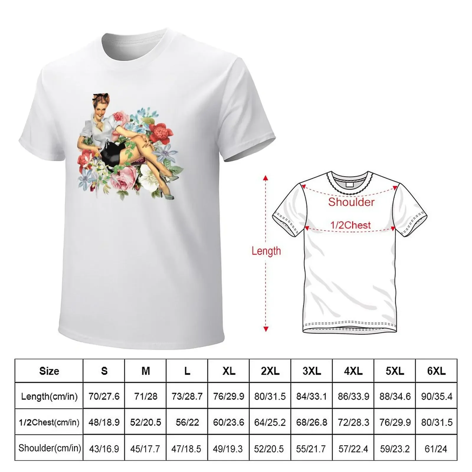 Super Cute Retro Summer Vintage Girl Flower Design T-shirt blacks new edition mens funny t shirts