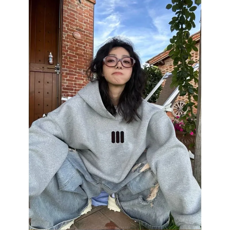 

Women’s Autumn Winter Hoodies Simplicity Print Harajuku Y2K Sweatshirt Oversized Pure Cotton Fashion Fmale Pullover Leisure Coat