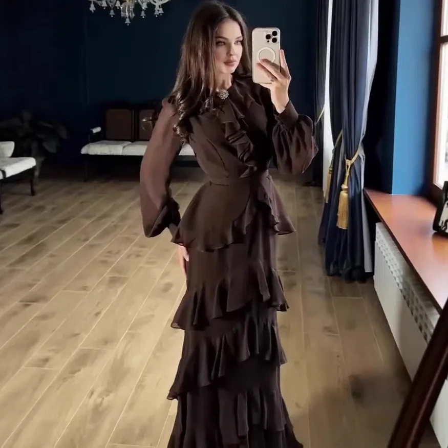 Elegant Women's Long Sleeve Maxi Dress Set - alternate angle
