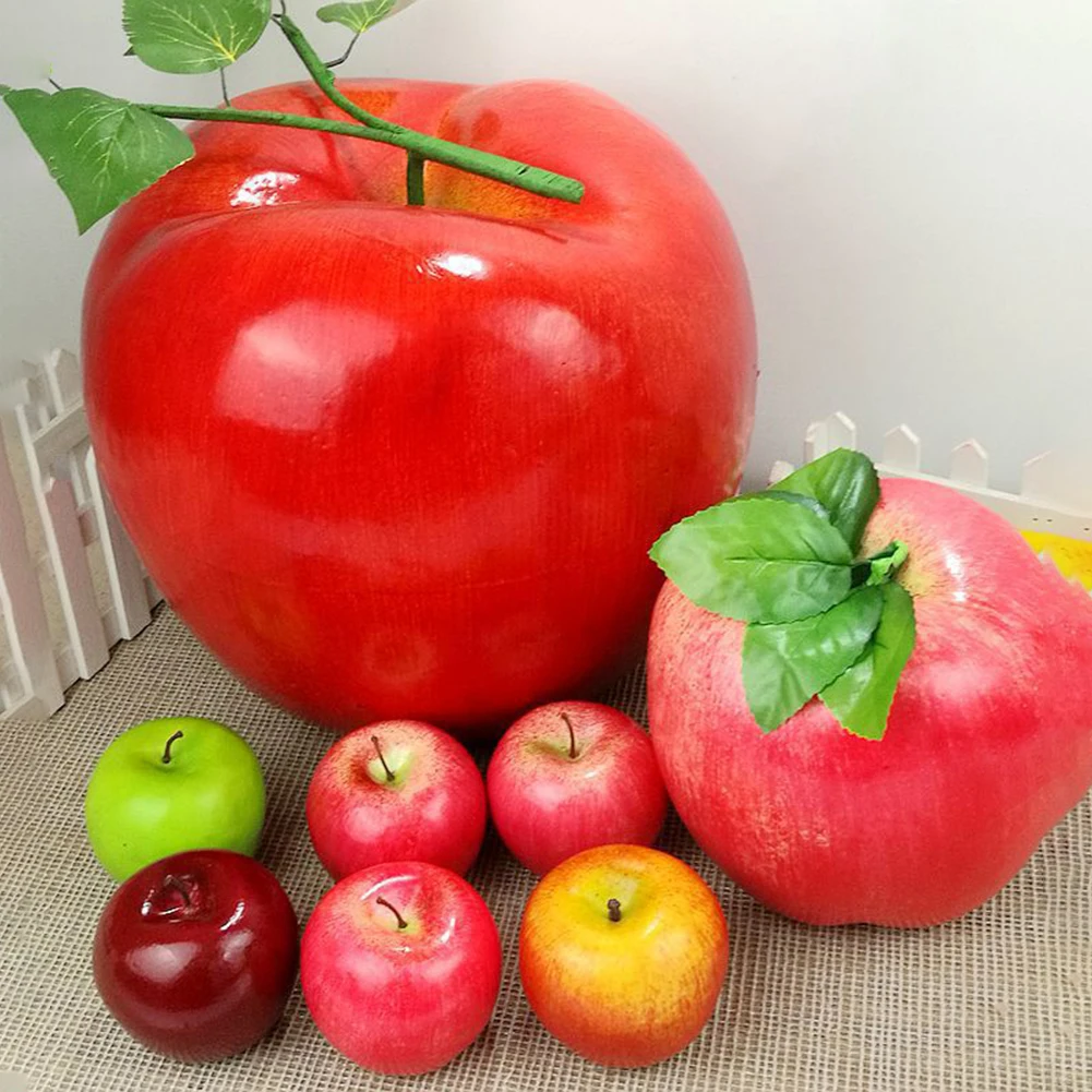 Artificial Apples Simulated Fruit Apples Fake Display Fruit Home Shop Kitchen Decor Supplies Red Green Decoration Photo Prop