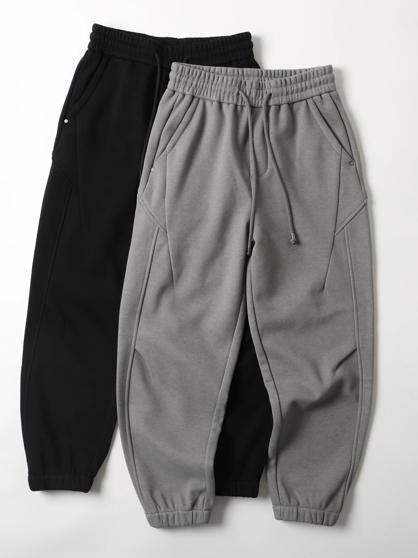 

Утепленные трикотажные повседневные свободные мужские брюки на флисовой подкладке для осени и зимы, теплые трикотажные спортивные штаны в японском стиле