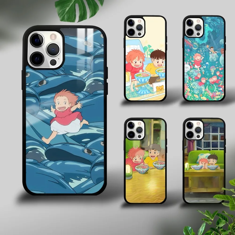 Anime P-Ponyo on the CliffS Phone Case For iPhone 16 15 14 13 12 11 Pro Xs Max Mini Plus Celulares Hard Funda