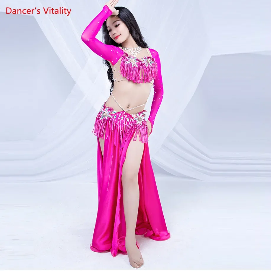 Custom Made Belly Dance Set Children\'s Costumes New Two-Piece Bra+Long Skirt Dance Dance Skirt Long Sleeve Costumes