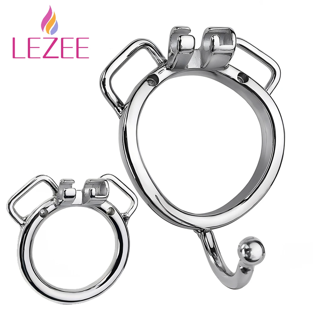 LEZEE Stainless Steel Penis Ring K03 K04 Base Rings For Male Chastity Cage Cock Lock Device Uses With Belt Built-in Locks Only