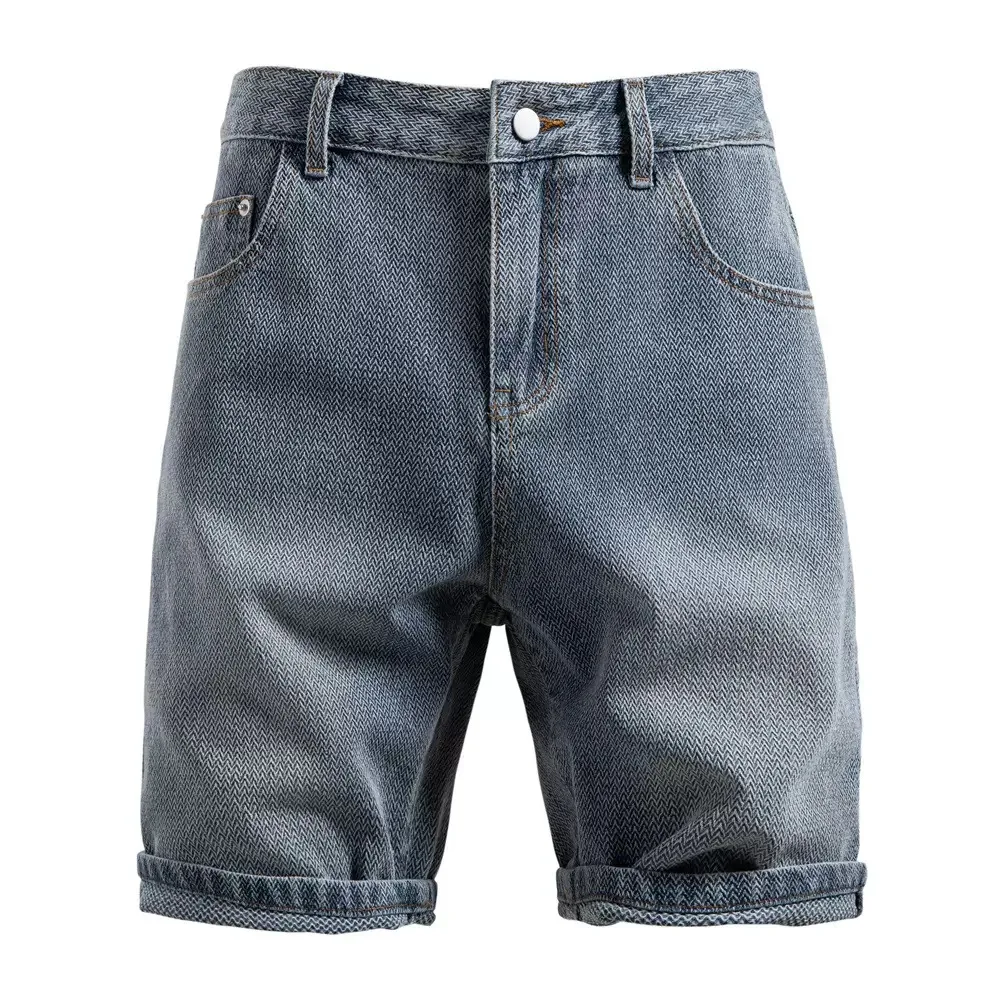 

Summer New Fashion Trend Solid Color Retro Sports Straight Leg Denim Shorts Men's Loose Comfortable Plus Size High Quality Pants