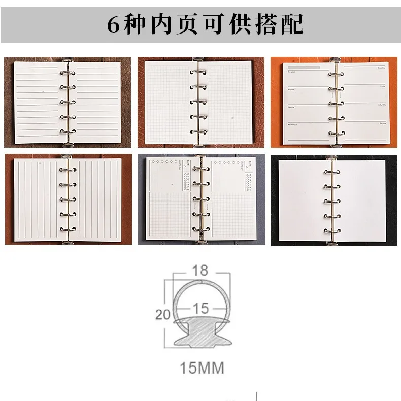 Recambio de cuaderno de hojas sueltas M5/A8, carpeta en espiral, página interior semanal mensual para hacer línea, cuadrícula de puntos, papelería