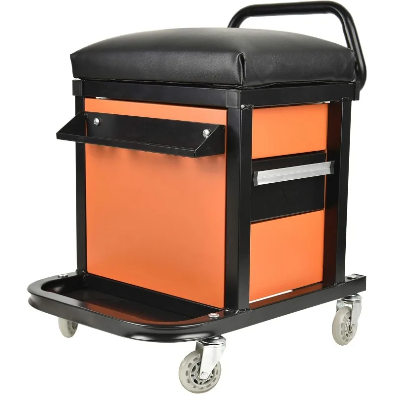 

A41 Rolling Tool Chest Creeper Seat,Mechanics Roller Seat with Drawers,with 4 Pieces 2-1/2" Swivel Casters,300 pounds Capac