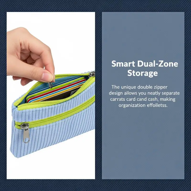 1 PCS Portable Card Bag Small Metal Zipper Head Corduroy Multi-colored Small Change Bag Key Bag
