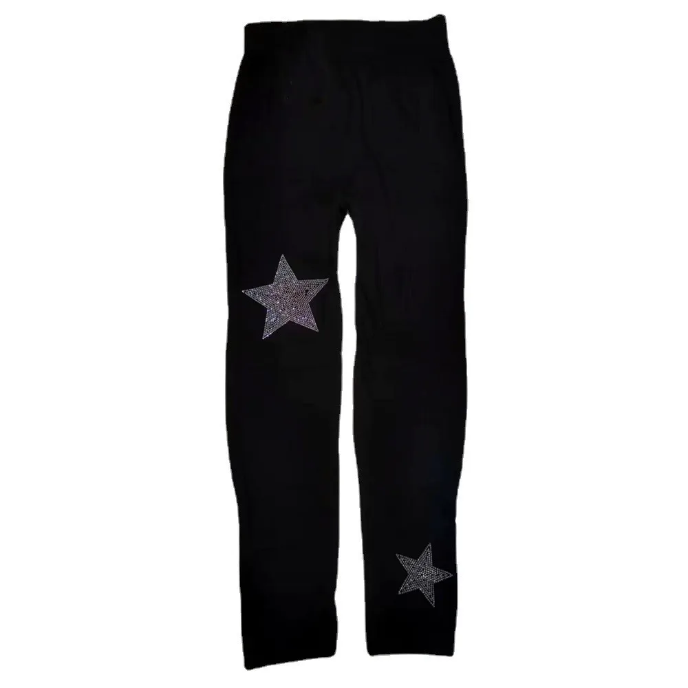 Fashion High Waist Modal Cotton Leggings Plus Size 100kg Diamond Decoration Tummy Control Yoga Pants for Women Drop Shipping