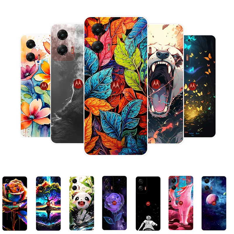 For Moto G Stylus 5G 2024 Case Leaves Panda Soft Silicone Back Cover for Motorola Moto G Stylus 5G 2024 Phone Case