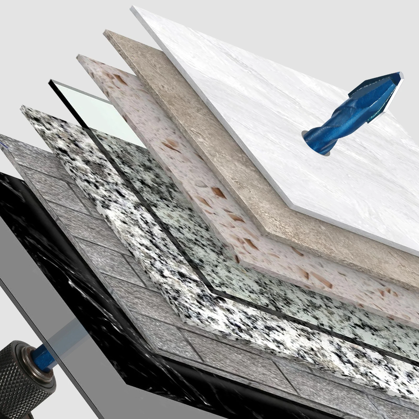 5/6/8/10/12 mm blauer Fliesenbohrer, hohe Härte, exzentrischer Bohrer, Präzisionsbohrer für Keramik, Glas und Holz, Zubehör für Elektrowerkzeuge. – Detail 4