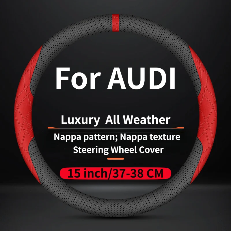 37-38cm steering wheel cover suitable forAudi 8V 8Y B8 C8 4G8 4K8 D4 D5 8U F3 8R FY 4M 4MN Two-tone color-blocking sporty style