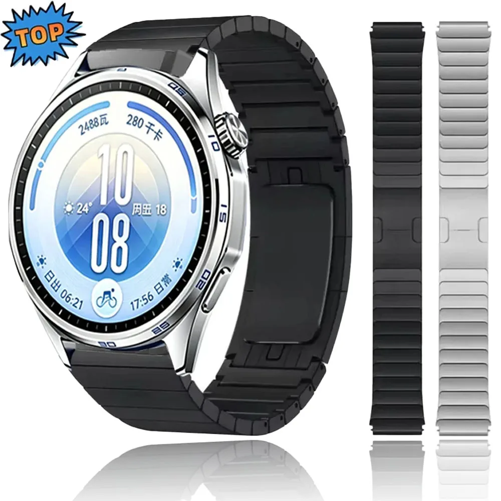Bracelet en métal de 22 mm pour Huawei Watch GT7-6-5-4/GT7-6-5 Pro 46 mm, bracelet confortable en acier inoxydable, bracelet Amazfit Active Max