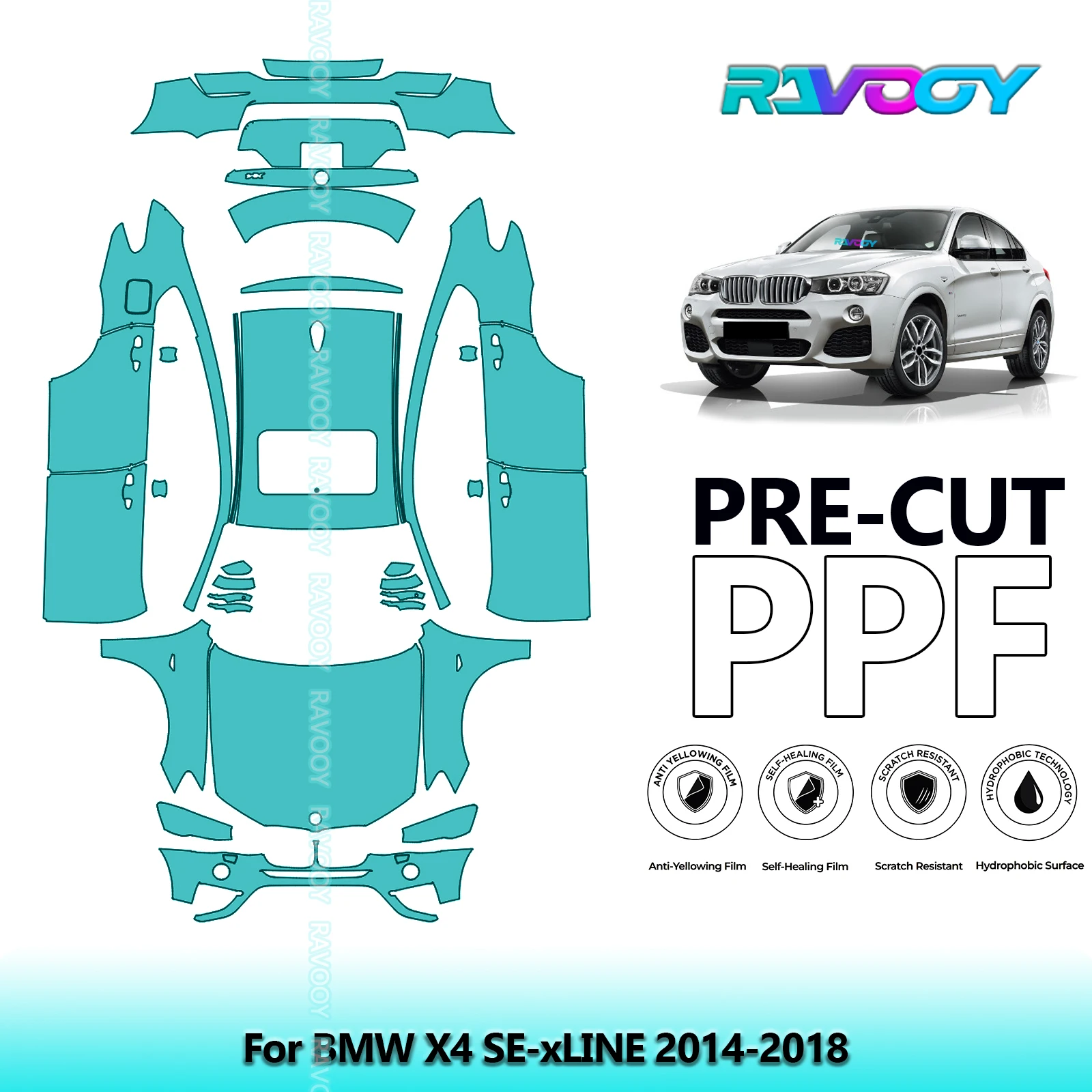 

Предварительно вырезанная защитная пленка PPF для автомобиля BMW X4 SE-xLINE 2014-2018