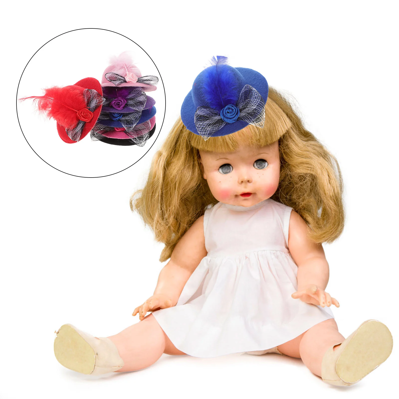 Mini accessoires pour cheveux de princesse, 6 pièces, pour petit bricolage, chapeaux artisanaux de fête de thé, casquettes de décoration, chapeaux supérieurs miniatures pour enfants et femmes, petit artisanat