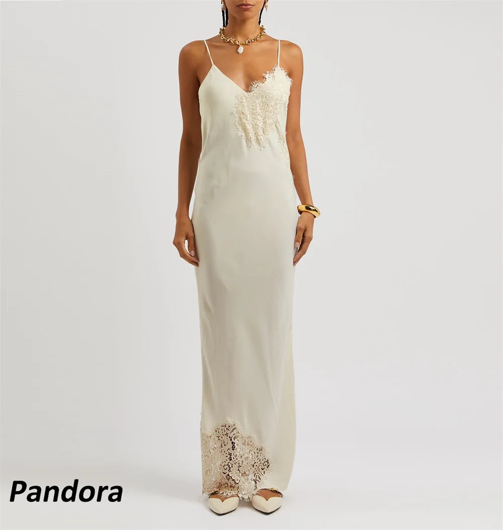 

Pandora V Neck Evening Gown Lace Mermaid with Side Slit Women's wedding Banquet Party Dress